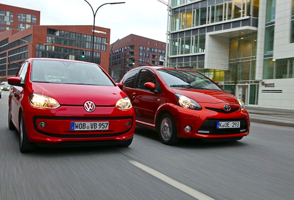 Denmark August 2013 VW Up! and Toyota Aygo lead the way