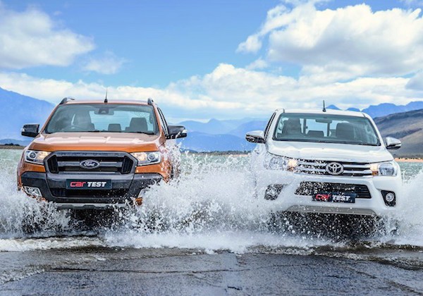 Ford Ranger Toyota Hilux South Africa April 2016. Picture courtesy carmag.co.za